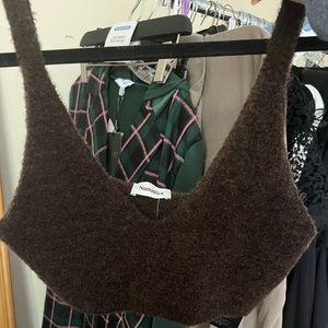 Brown Sherpa like fabric cropped bralette NANUSHKA discounted!